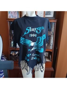Vintage Medium T-shirt Sturgis 1996 Womens 56th Bike Rally Fringe Jerzees 90s
